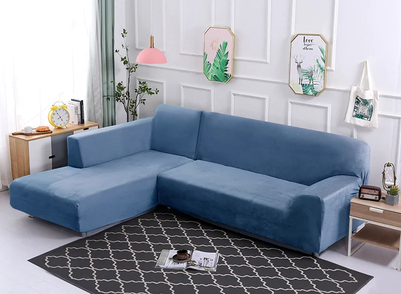 Velvet Plush L Shaped Sofa Cover 56 Chair And Sofa Covers