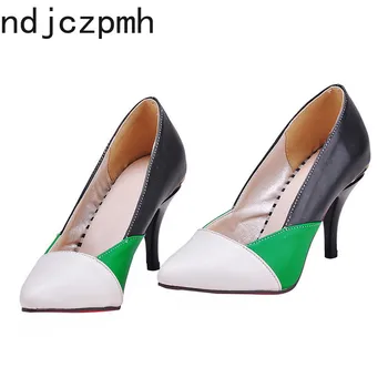 

Pumps lady Spring and Autumn The New Sexy fashion Pointed Asakuchi Color matching slim high heel Women shoes plus size 31-44