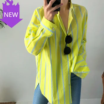 

Shirt Female Korean Style Cotton Women Blouses and Tops Fashion 2020 Spring and Autumn New Striped Long-Sleeve