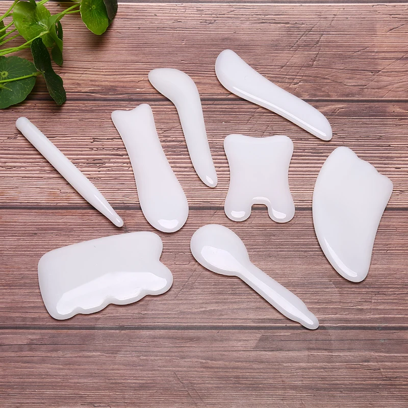 White Facial Massage Roller Double Heads Jade Stone Guasha Board Face Lift Body Skin Relaxation Slimming Beauty Neck Thin Tool