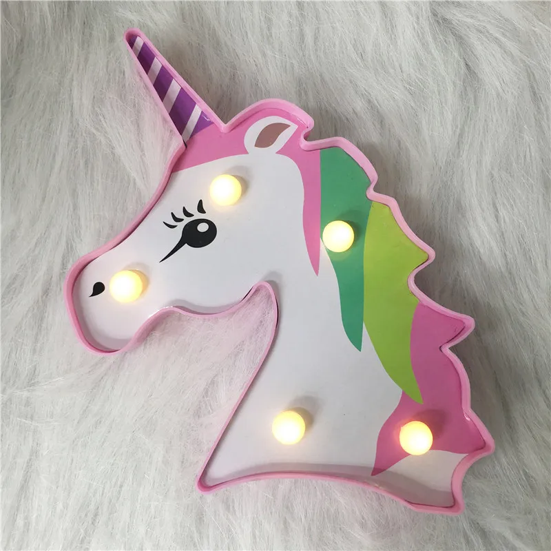 1PCS Unicorn Дизайн 6 светодиодов ночник 3D Альпака единорог; Фламинго Форма батарея питание милый свет Подвесной Настенный светильник Теплый прикроватный светильник - Испускаемый цвет: 1PCS Unicorn