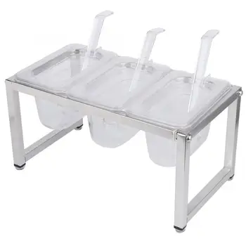 

Transparent Four Grids Seasoning Box Spice Jar Salt Sugar Spice Pepper Box Container with Spoon Home Kitchen Tools