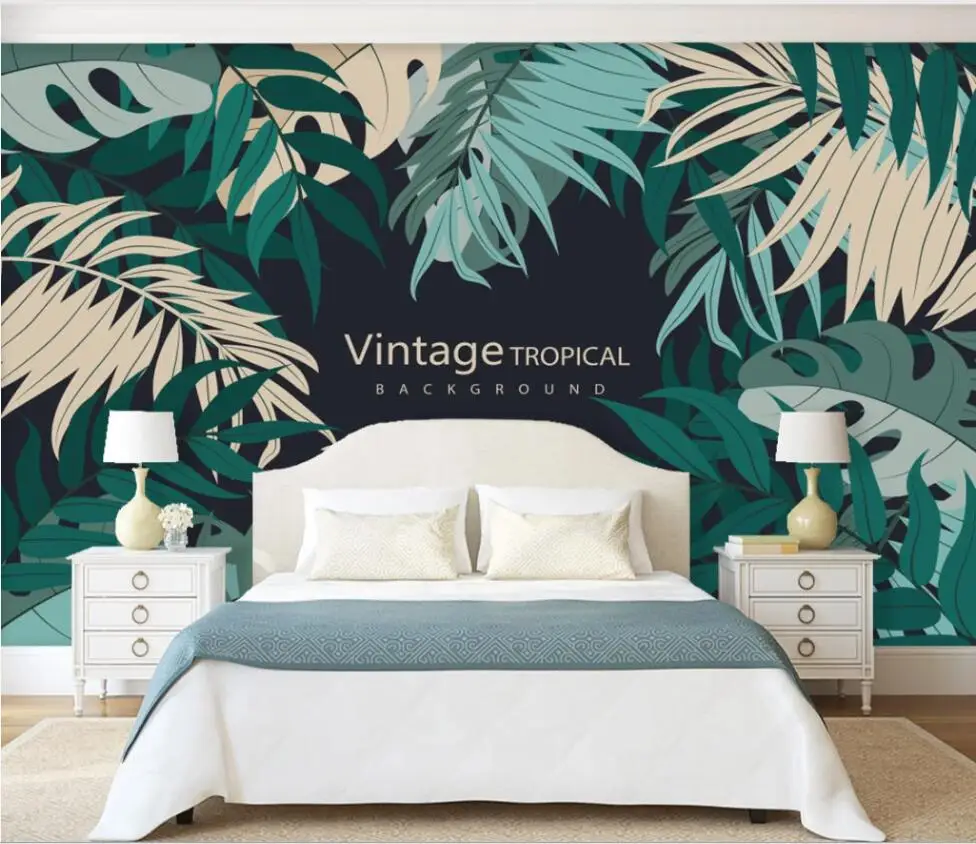 

Custom mural wallpaper 3D large mural Nordic abstract tropical plant banana leaf leaf mural background wall