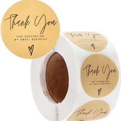50/100/300/500PCS Baking Decoration/300/500PCs Cowhide Thank You for Hand-Made Adhesive Sticker Cartoon round Sticker Label