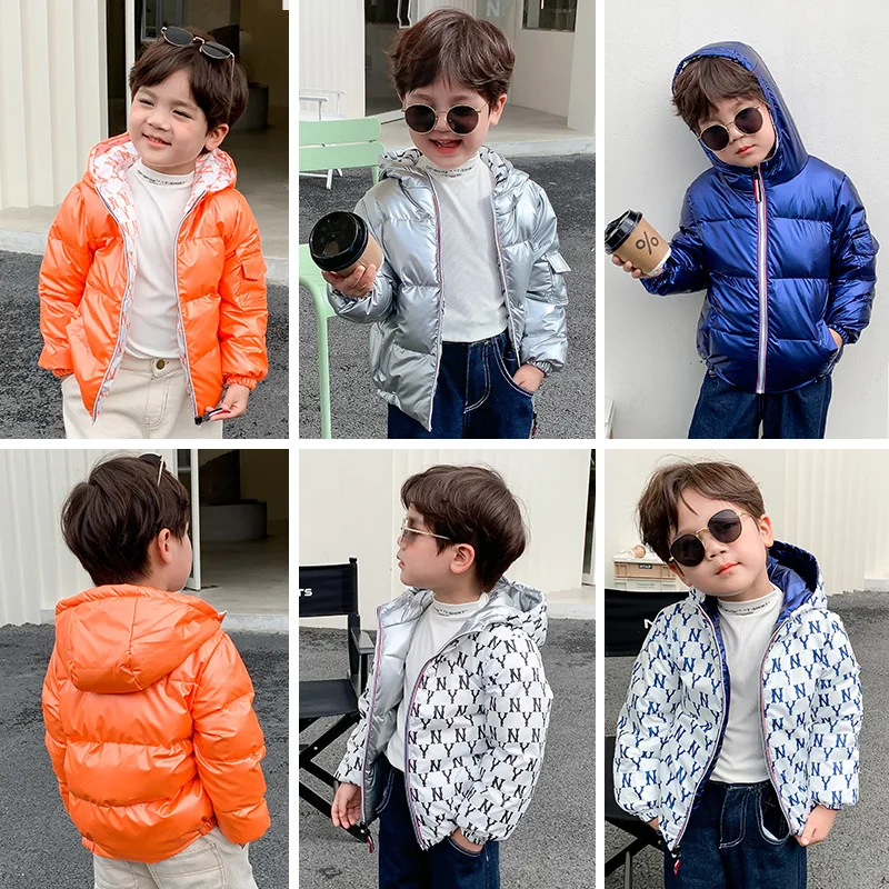 NEW ARRIVAL Aitonoble New Kids Down Jacket Reversible Parkas Children Down Coats and Parkas Double Side Wearing Long Coat