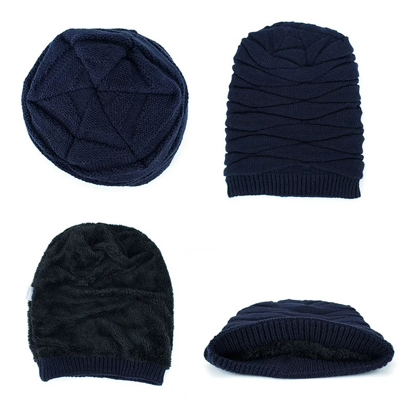 Мужская зимняя шапка Skullies шапки вязаные плюс бархатные Лоскутные цветные шапки Мужская шапка утепленная теплая