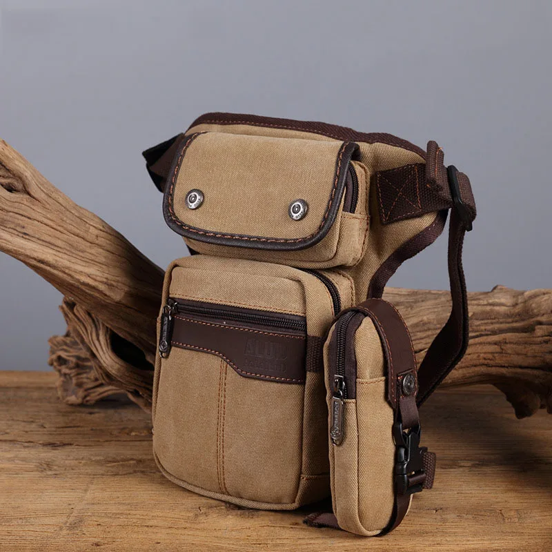 Khaki Leg Bag Мужская поясная сумка в стиле стимпанк, Мужская тактическая сумка для телефона через плечо - Цвет: Khaki Leg Bag