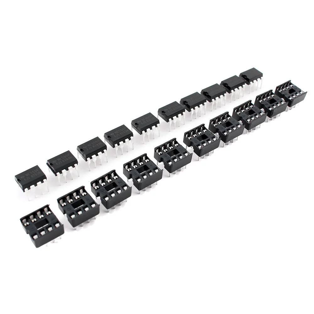 20pcs NE555 IC 555 & 8 Pin DIP Sockets (10 each) ic ne555 and DIP8 diy for arduino starter kit|Интегральные схемы| | - Фото №1
