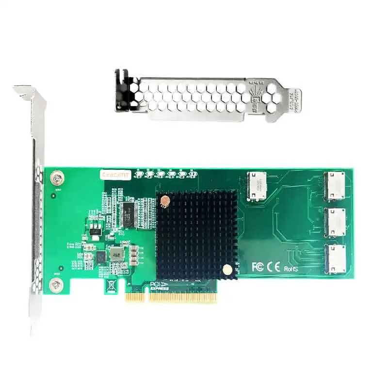  Ceacent NVMe Controller SSD Riser 12Gbs ANOL4PE08 Oculink Stecker Quad Port PCIe X8 Oculink zu sff8