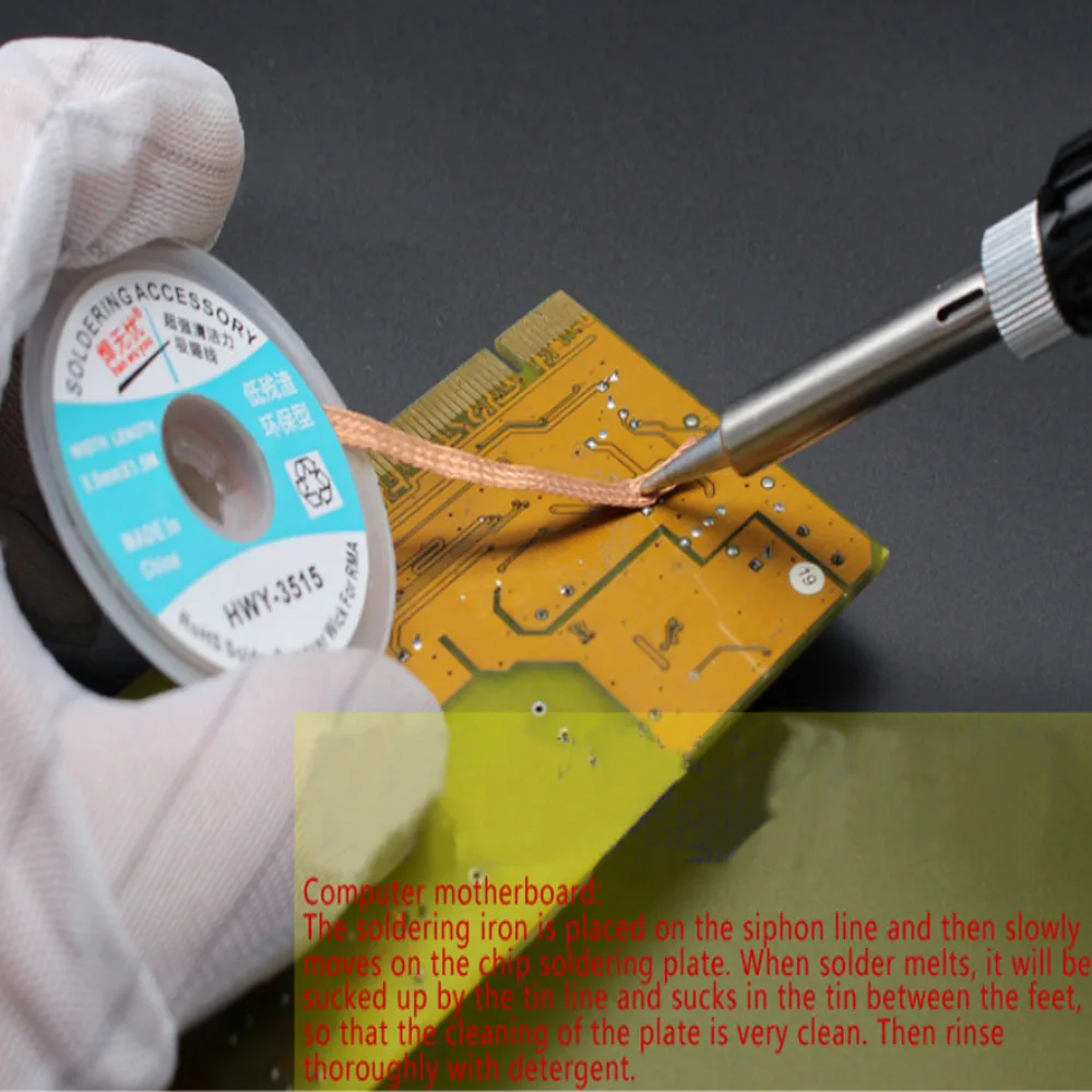 1 PCS Low Residue No-Clean Wire Width 1.5/2.0/2.5/3.0/3.5mm Length 1.5M Desoldering Braid Solder Remover Wick Wire Repair Tool