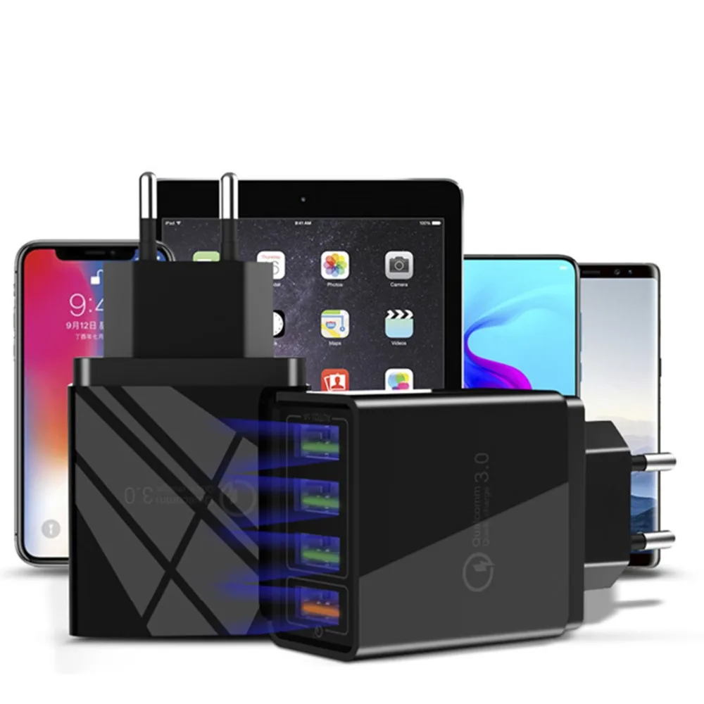Быстрое зарядное устройство USB 3,0 быстрое зарядное устройство для samsung iPhone 7 8 huawei P20 планшет быстрое настенное зарядное устройство для телефона США ЕС Великобритания вилка 48 Вт адаптер