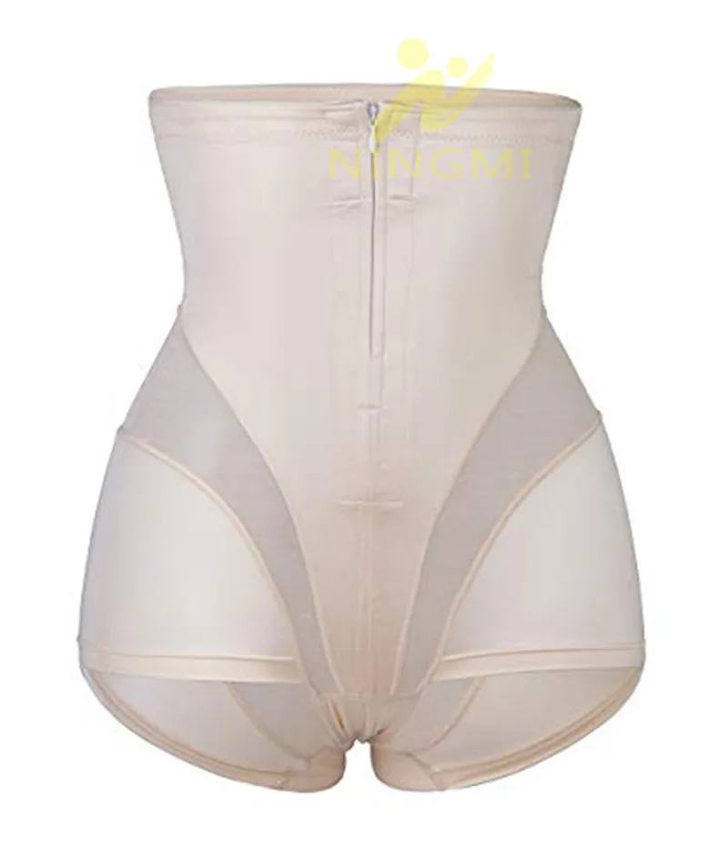 Apricot 1 piece NINGMI Сексуальное белье для подъема ягодиц для женщин, нижнее белье для похудения, на молнии, с крючками, для талии, для тренировок, тонкие трусики для контроля живота, Корректирующее белье для тела - Цвет: Apricot 1 piece