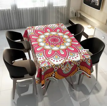 

1PC Mandala Tablecloth Floral Printed Waterproof Table Cover Boho Bohemian Table Cloth Rectangular Square Home Decor 140x200cm
