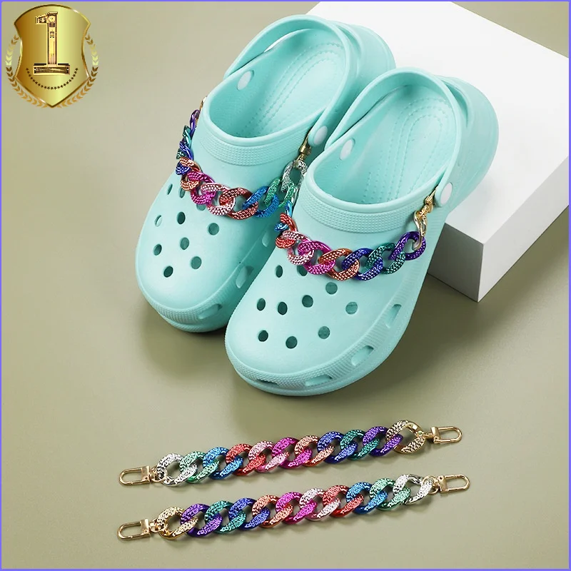 Trendy Chains Croc Charms Designer DIY Cute Rhinestone Shoes Decaration  Jibb for Croc Clogs Buckle Kids Girls Women Gifts