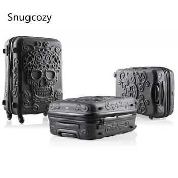 

Snugcozy Private custom 3D skull High 20/24/28 inch size Extra large volume PC Rolling Luggage Spinner brand Travel Suitcase