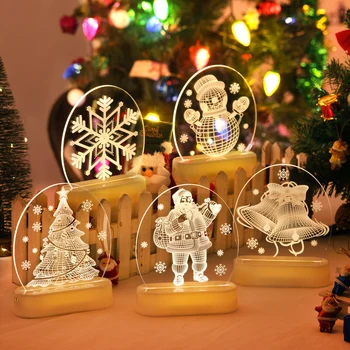 

Merry Christmas Decorations for Home LED Acrylic 3d Elk/christmas Tree/snowfalke Lights Christmas Gift Navidad 2020 Kerst