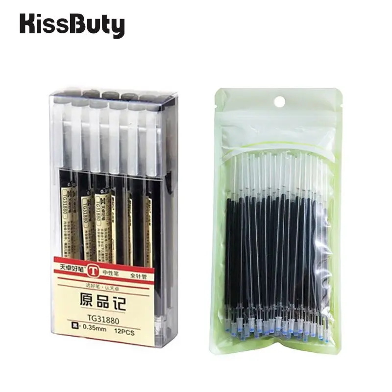 

50+2Pcs/Set 0.35mm Red/Black Ink Gel Pens Set Refills Gel Ink Pen For School Office Stationery Student Writing Pen
