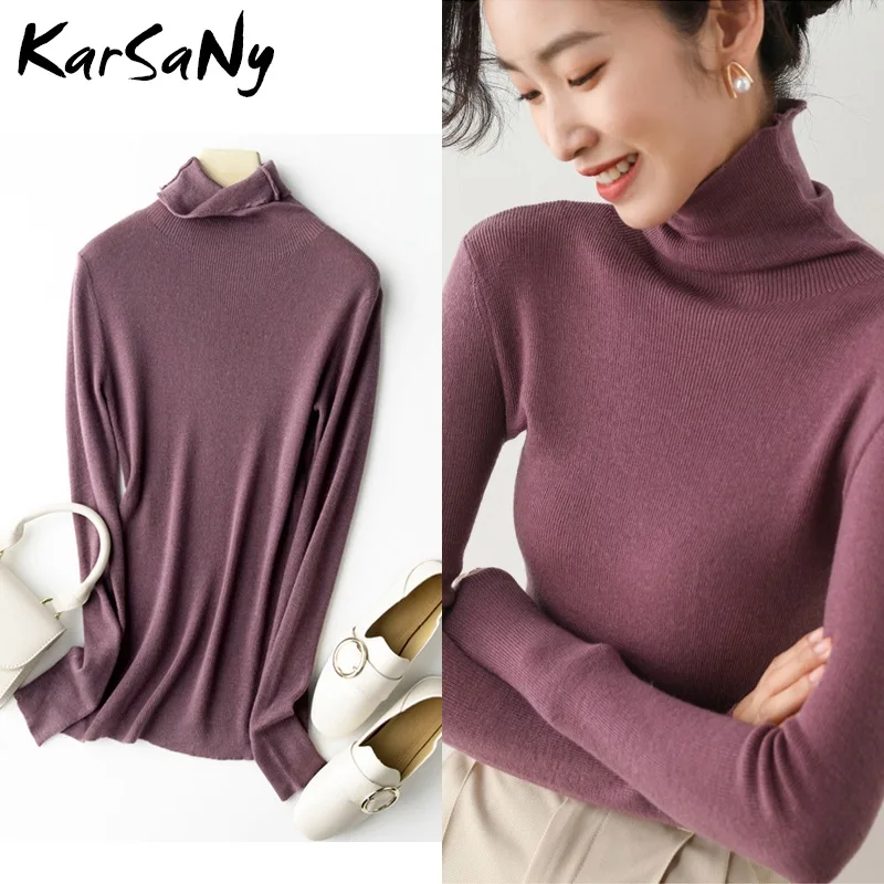 

Women's Winter Turtleneck Sweaters And Pullovers Warm Thin Stretch Sweater Women Winter Knitted Top Autumn Woman Sweaters Jumper
