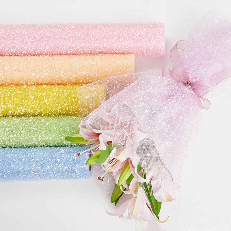 Scrapbook Paper 1M Snow Point Net Yarn Wrapping Paper Wedding Party Valentine's Day Gift Box Craft DIY Flowers Decorative
