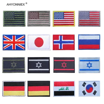 

1PC 3D Embroidered USA UK Russia Japan Israel Germany Korea Egypt Flag Patch Sew On Clothes Armband Backpack Sticker DIY Patches