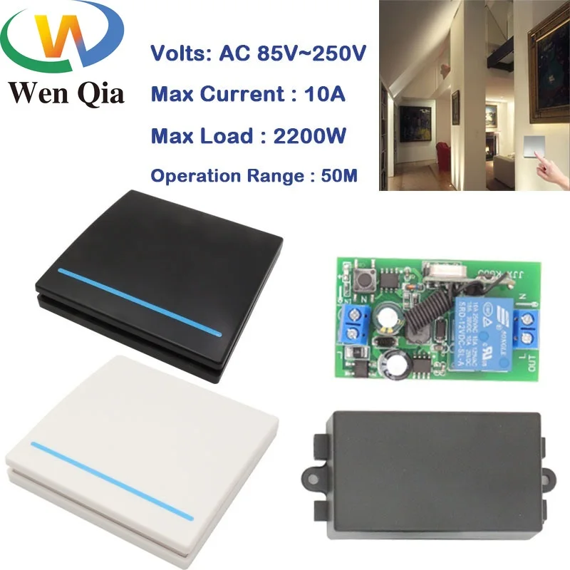 Настенная панель Wenqia 86 433 мгц беспроводной выключатель Cotnrol AC 110 в 220 10 а 2200 вт
