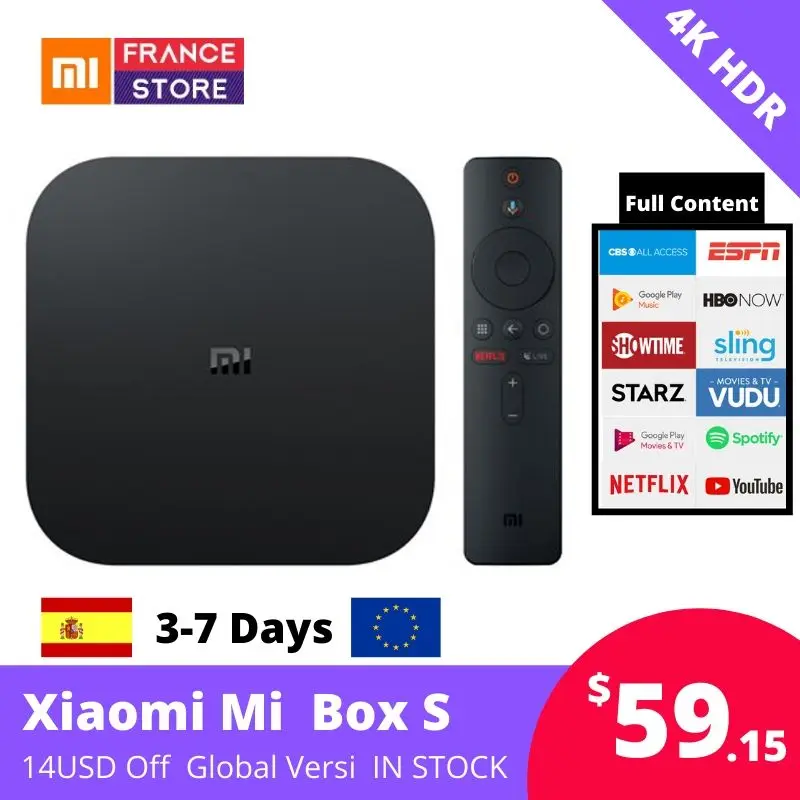 Global телевизор Xiaomi mi tv Box S тв приставка 4K Android box бокс iptv NETFLIX Channel chromecast HD Smart Bluetooth 4 2