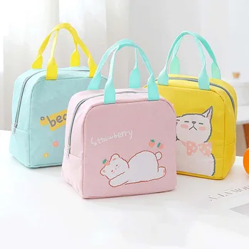 Cartoon Heat Cold Insulation Lunch Bag Baby Food Milk Bottle Storage Waterproof Oxford FOX Bento Handbag Infant Kids 1