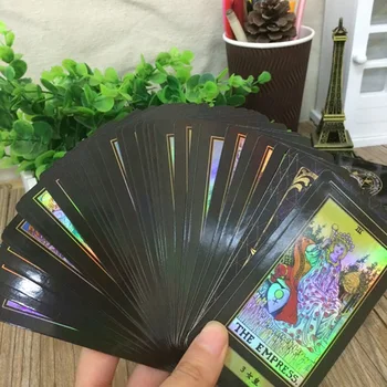

Hot Holographic Waite Tarot Cards Board Game High Quality Paper 78 PCS Shine Cards English Edition for Astrologer