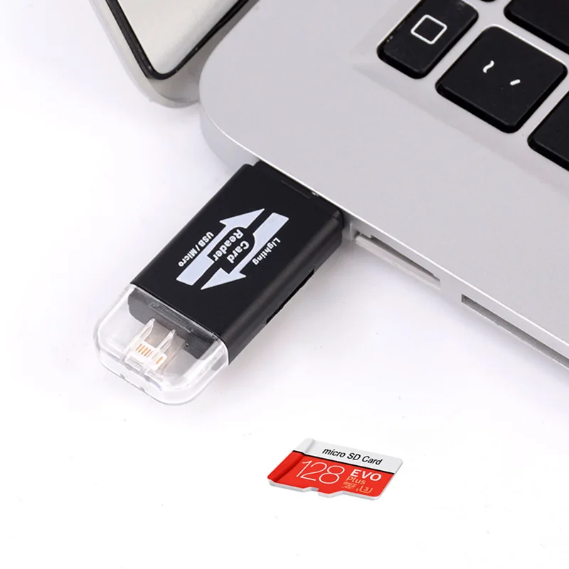 Ingelon microSD кардридер портативный Lector аксессуары для ноутбуков кардридер памяти с TF картой 16 ГБ для iphone IOS черный адаптер