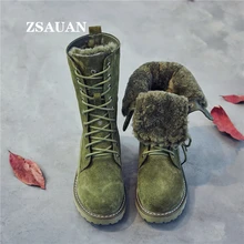 ZSAUAN/женские зимние ботинки; замшевые зимние ботинки на меху; Женские Модные Повседневные Удобные ботинки из натуральной кожи; женские узкие ботинки