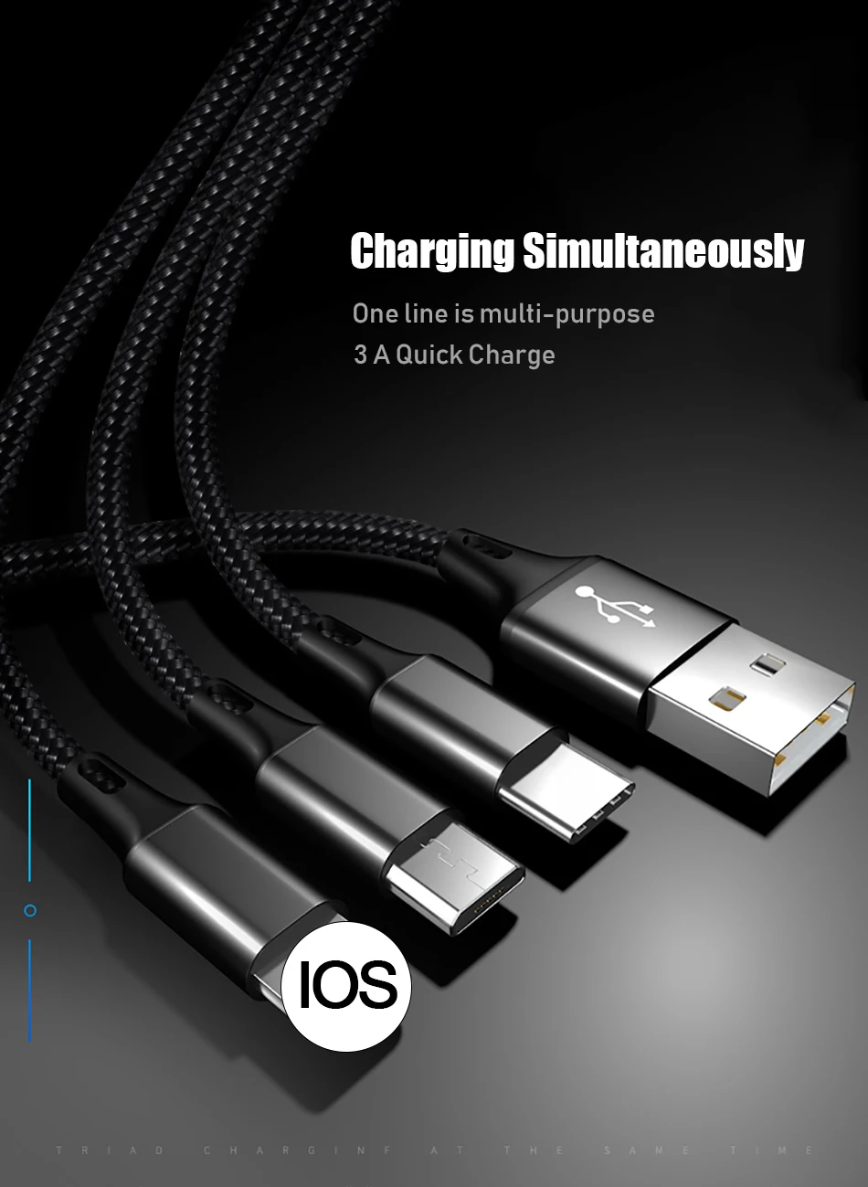 Usb type C Micro USB кабель 8pin для iPhone X 8 7 6s samsung huawei P30 Xiaomi Android мобильный телефон Быстрая зарядка USB-C провод шнур
