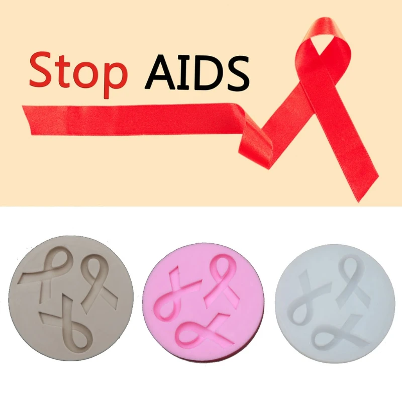 Silicone Mold AIDS Cancer Awareness Bow Keychains Ribbon Bow Epoxy Resin Molds 54DC