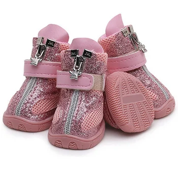 

Pet Breathable Soft Bottom Anti-slide Shoes Reflective Breathable Mesh Dog Boots For Small Dogs For Hot Pavement Paw Protector #