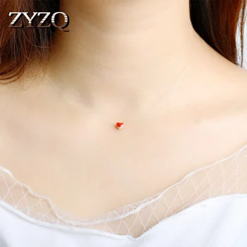

ZYZQ Red Heart Necklace Cute Romantic Simple Daily Wear Necklace Euro Style Simple Birthday Gift Accessories Jewel Hot Sale