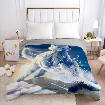 

3D Comforter Case Design Animal Wolf Duvet Covers Quilt Cover Bed Linen Bedding Bag Sets 265*230cm King Size Gray Bedding Sets