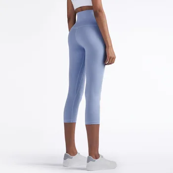 New Fashion Naked-feel Sport Fitness Capri Pants Solid Quick-drying Yoga Pants Push Up Gym Leggings Running Women Tight Leggings 4