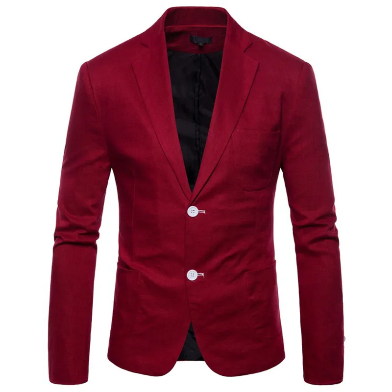 Новая мода Для мужчин пиджаки корейский Slim Fit осенняя одежда верхняя одежда плюс Размеры с длинным рукавом Smart повседневные куртки пальто для мужчин M-4XL - Цвет: Wine red