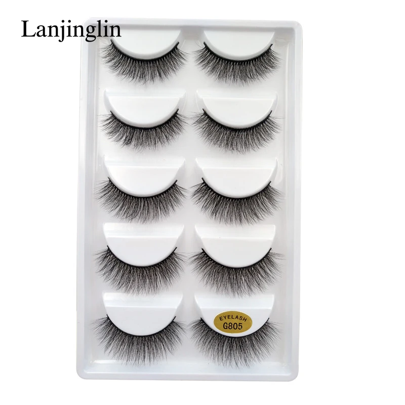 G805 10 boxes LANJINGLIN 10 коробок/лот норковые ресницы натуральные длинные накладные ресницы ручная работа Мягкие 3d норковые ресницы макияж Искусственные ресницы G803 - Цвет: G805 10 boxes