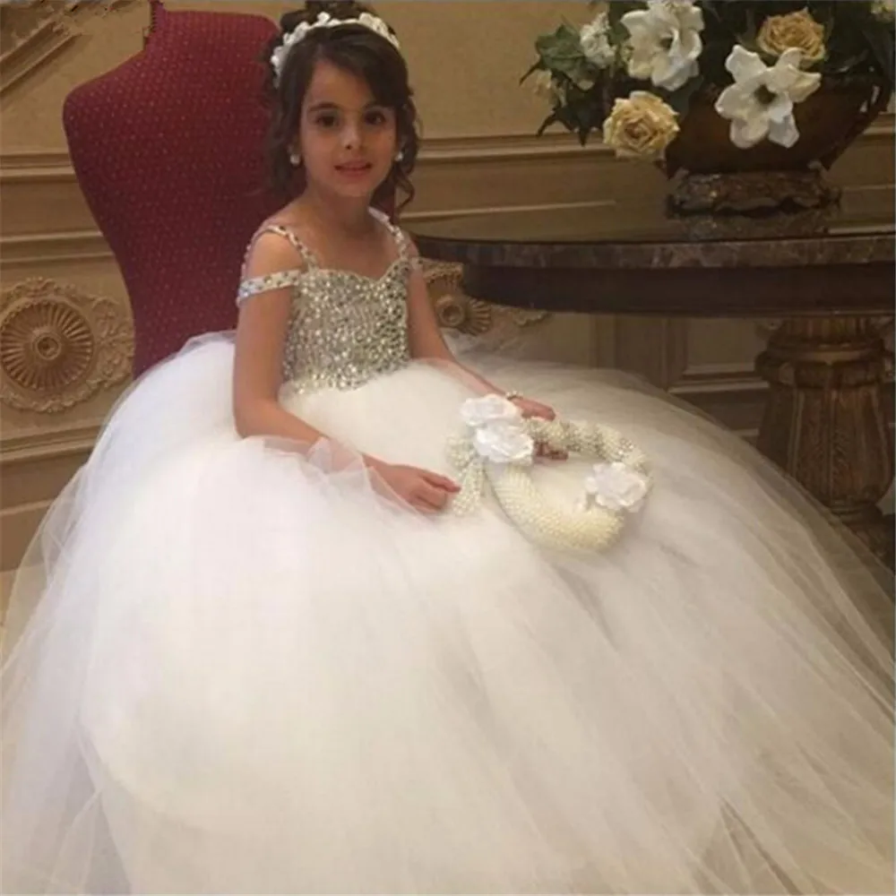 

New Flower Girl Dresses White/Ivory Real Party Pageant Communion Dress Little Girls Kids/Children Dress for Wedding