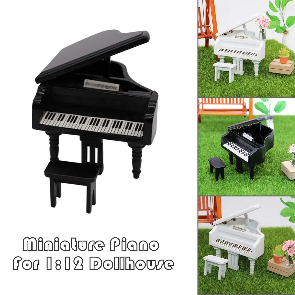 Simulation furniture toy TOP Miniature Wooden Grand Piano Mini Doll Furniture Model For 1/12 Dollhouse 6.26