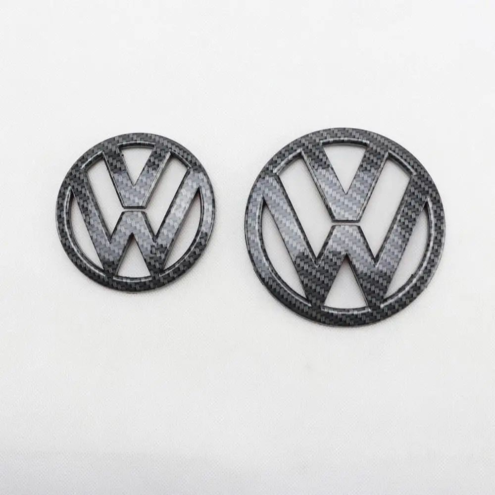 

110mm Carbon Fiber Looks Front Grill Badge Logo + 90mm Rear Trunk Lid Emblem Replacement for VW Volkswagen Scirocco MK3
