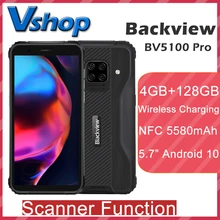 Blackview – Smartphone BV5100 Pro, téléphone portable étanche et robuste, avec fonction de Scanner, 4 go + 128 go, 5580mAh, NFC, charge sans fil 4G 