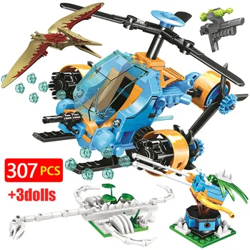 

307pcs City Creative Helicopter Jurassic World Capture Dinosaur Series Figures Model Building Blocks Toys for Children