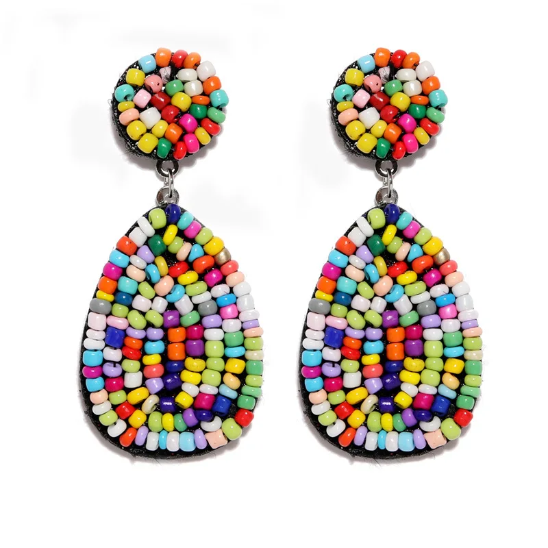 2021 серьги из бисера Новинка ручной работы настоящие геометрические Женские