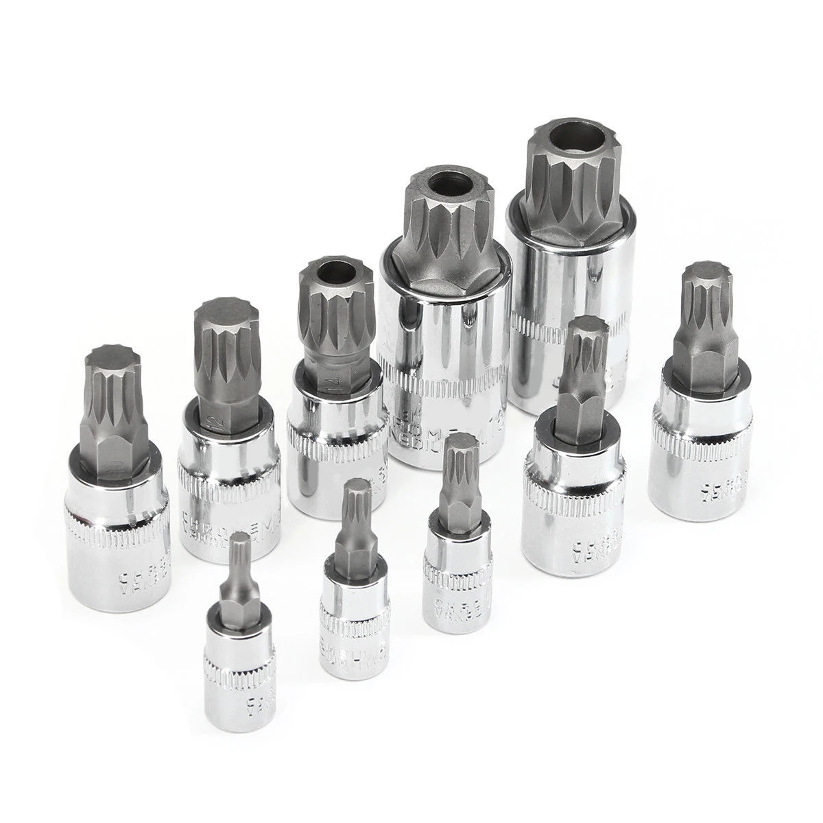 Goede 12 punt Sockets Set Kit Drive Attachment Supply 10pcs XZN MM Triple Vierkante Spline Bit Proof Sockets