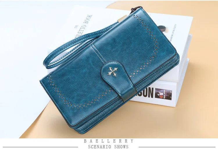 2020 Large Women Wallets Name Engraving Hollow Out Long Wallet Fashion Top Quality PU Leather Card Holder Wallet For Women