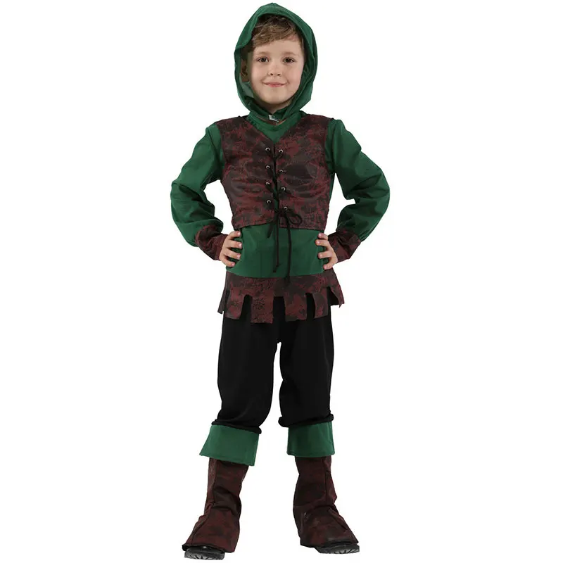 

Kids Child Medieval Archer Hunter Robin Hood Costume for Boys Halloween Purim Carnival Party Mardi Gras Outfit Disfraces