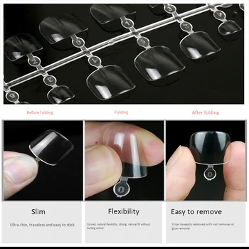 

1Box/504Pcs False Toenails Nails Art Tips Flat Shape Full Cover False Coffin Nails