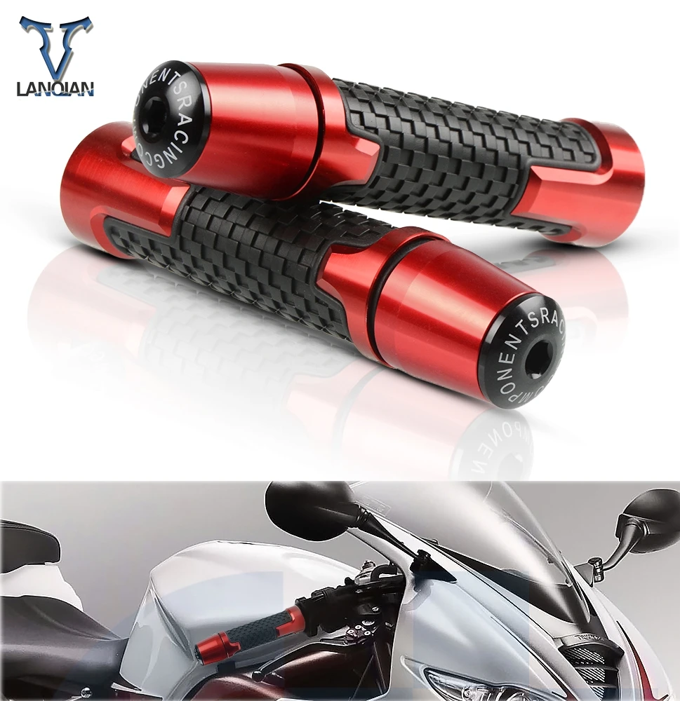 7/8 ''мотоциклетные противоскользящие ручки с рукояткой конец CNC 22 мм для honda x4 ltz 400 cbr650f xmax cbr1100xx xt660 vfr 750