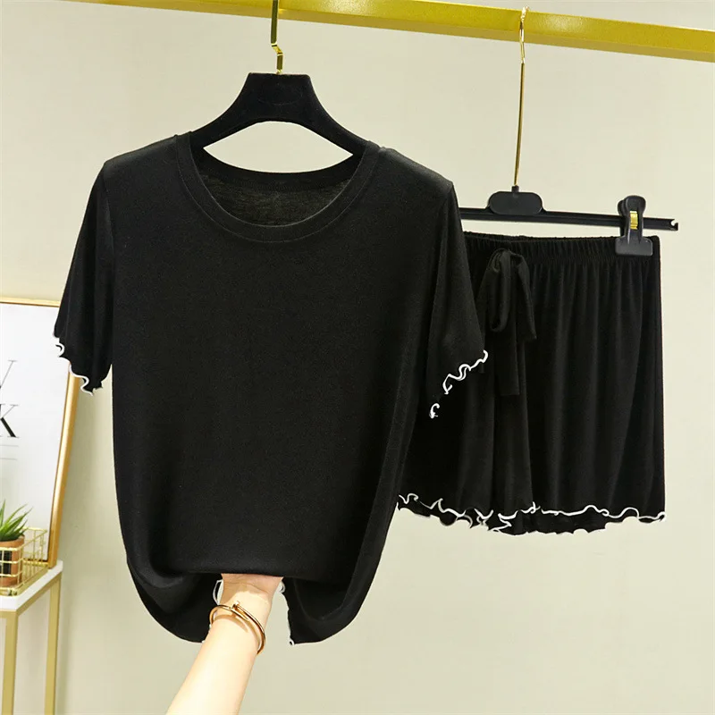 M-3XL Plus Size Pajamas Women Loose Short Sleeve Student's Sleepwear Set Modal Summer Home Suit New Pijamas Female Nightwear